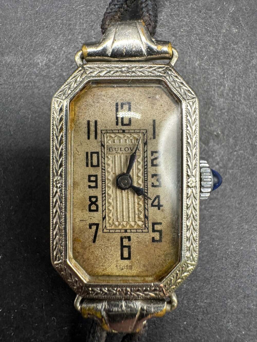 Vintage Bulova Gold Filled Ladies Watch Art Deco 14k Gold Filled Cord Band 17mm